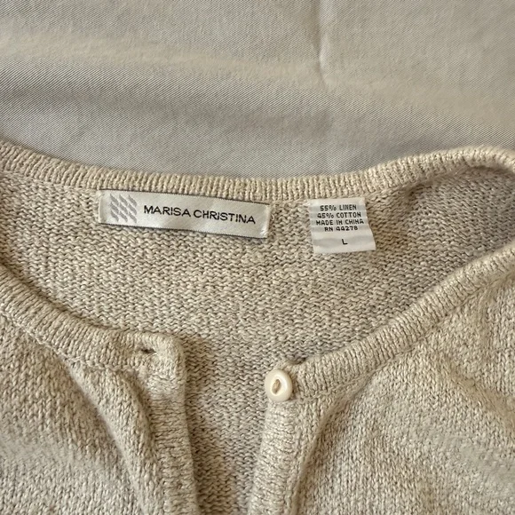 Marisa Christina Beige Animal Safari Cardigan Natural Fibers Cotton & Linen - Picture 2 of 10